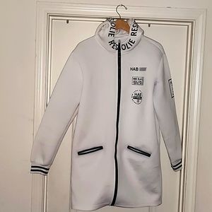 White hooded trench coat